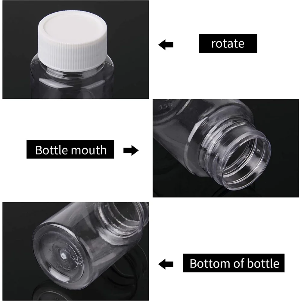 10PCS 20/30/80/100ML Plastic Clear Empty Seal Container with Screw Cap Refillable Pill Bottles Convenient for Home Travel Use