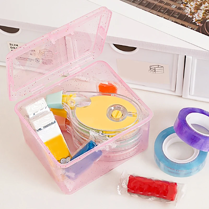 New Transparent Plastic Storage Box Photocards Small Card Storage Box Desk Organizer Box Classification Box Stationery