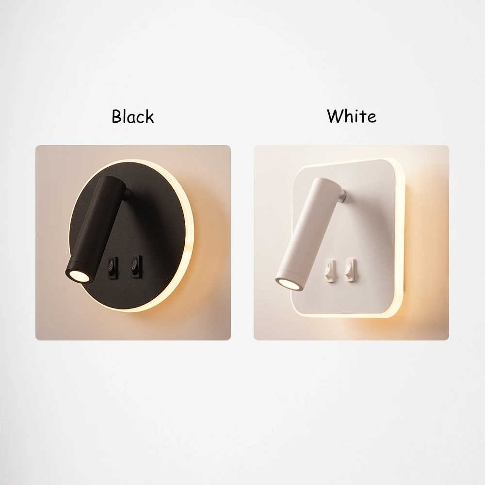 Luz de pared de 3W y 10W, retroiluminación, rotación de 350 grados, lámpara de pared ajustable, candelabro de lectura para estudio de cabecera de dormitorio de hotel con interruptor