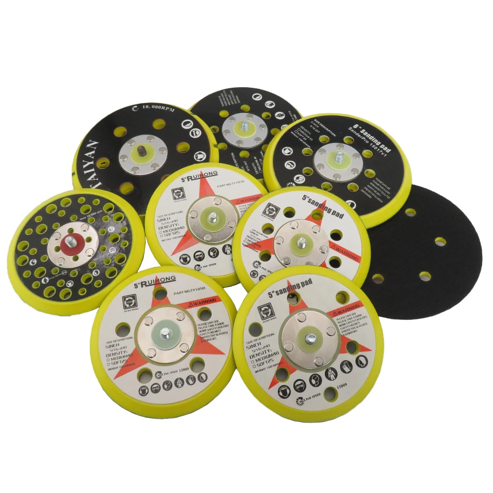 5 pulgadas 125MM /6 pulgadas 150MM 5/16 "-24 hilo gancho bucle almohadilla de lijado de respaldo lijadora placa de respaldo amoladora herramientas eléctricas
