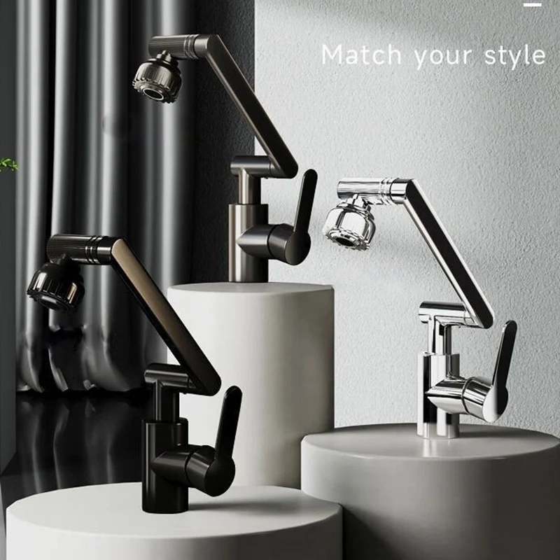 Robinet rotatif universel double Mode bras robotique lavabo cuisine salle de bains chaud et froid ménage bassin lavabo évier