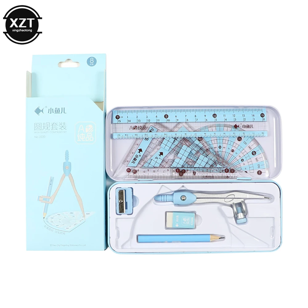 8 pezzi/set set di matite righello geometria matematica studente disegno di cancelleria matematica per materiale scolastico regalo per ragazza ragazzo