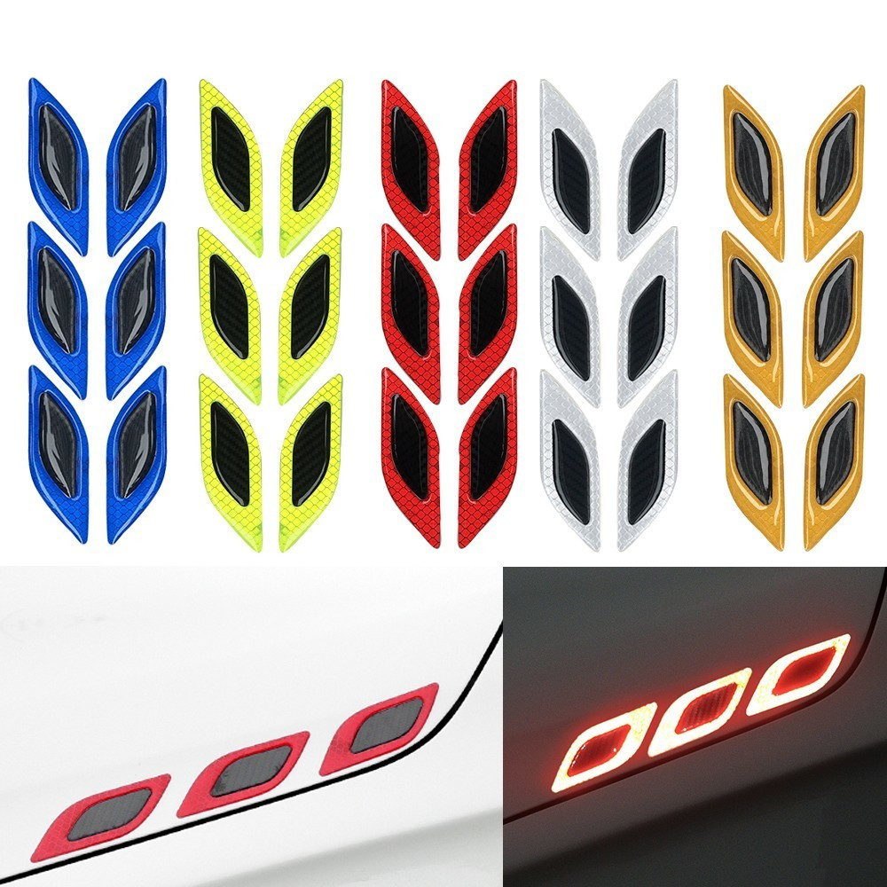 6 stks/set Auto Reflecterende Stickers Anti-Kras Veiligheidswaarschuwing Sticker voor Moto Truck Auto Motor Exterieur Decoratieve Accessoires