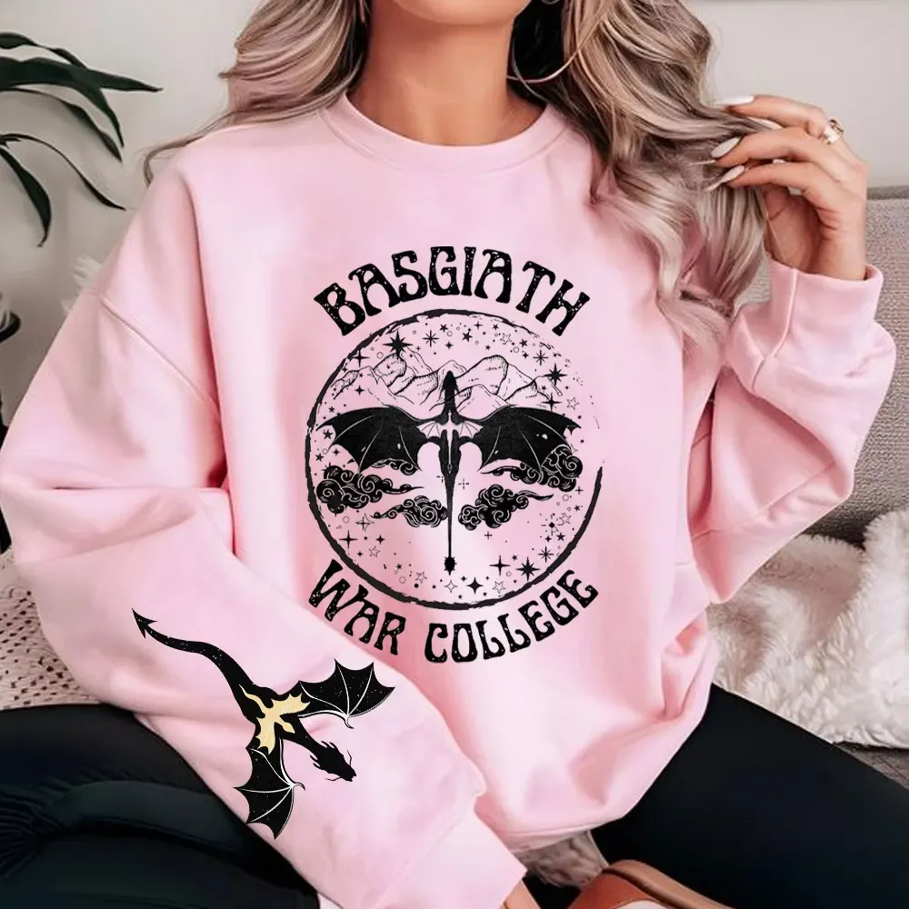 Neues Basgiath War College Doppelseitiges Sweatshirt Fourth Wing Pullover Fly Bookish Shirts Unisex Langarm-Sweatshirts