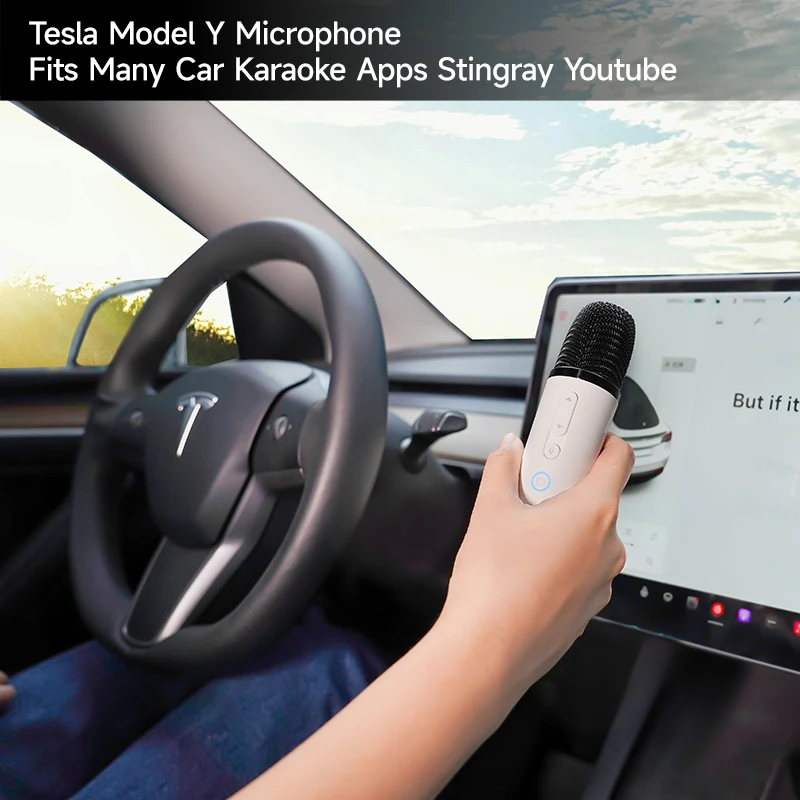 Q1-Tesla Автомобильный микрофон для караоке для Tesla Model Y/3/X/Cybertruck, перезаряжаемый караоке-микрофон с USB-A и USB-C-приемником