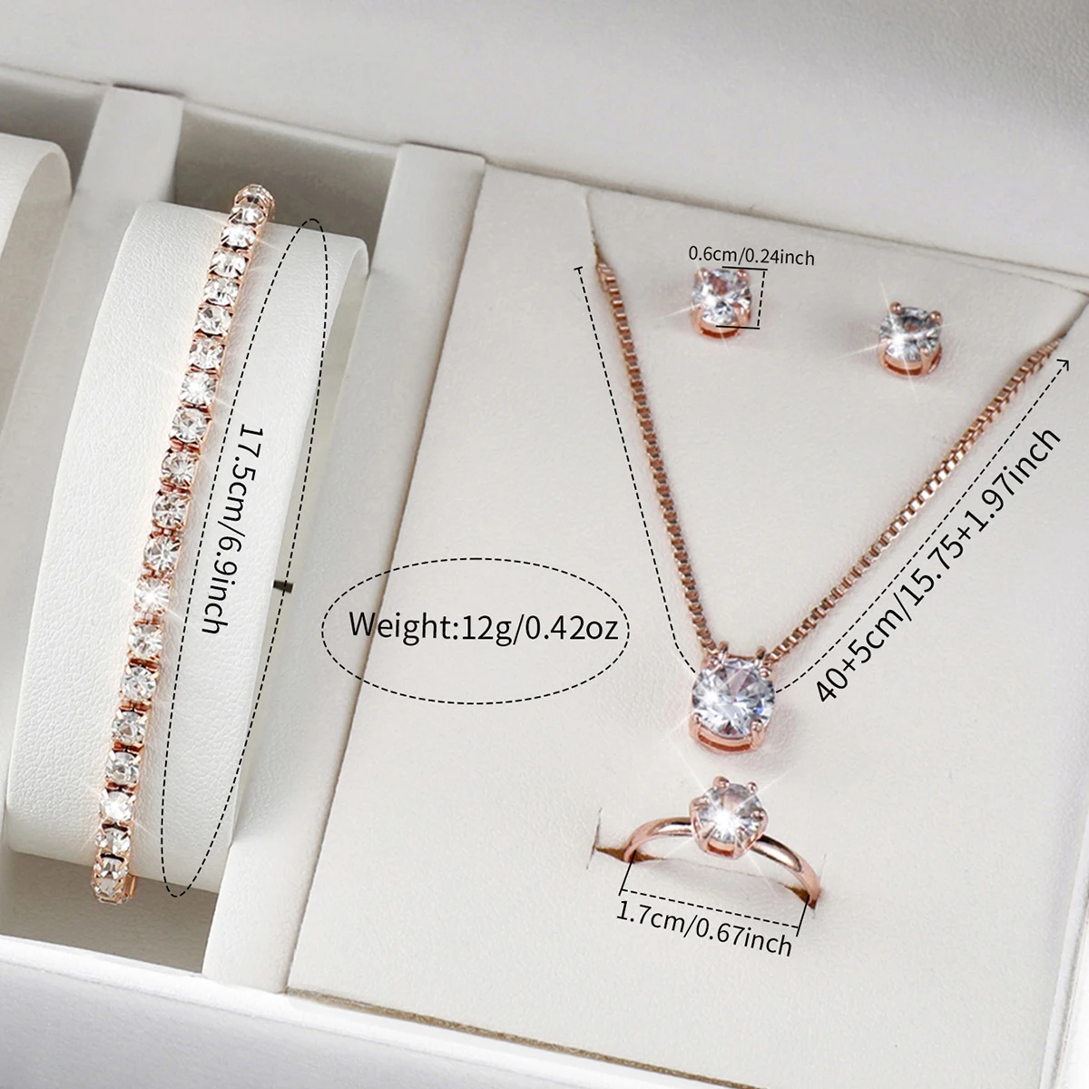 6 unids/set reloj de mujer moda banda de acero inoxidable relojes de cuarzo analógicos conjunto de joyería de diamantes (sin caja)