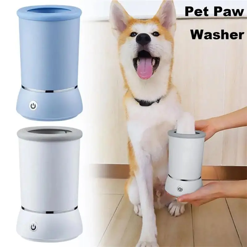 Lavadora de pies para mascotas, limpiador eléctrico de patas para mascotas, taza de limpieza automática de pies para mascotas, limpiador portátil rápido de poco ruido para patas de perros y gatos