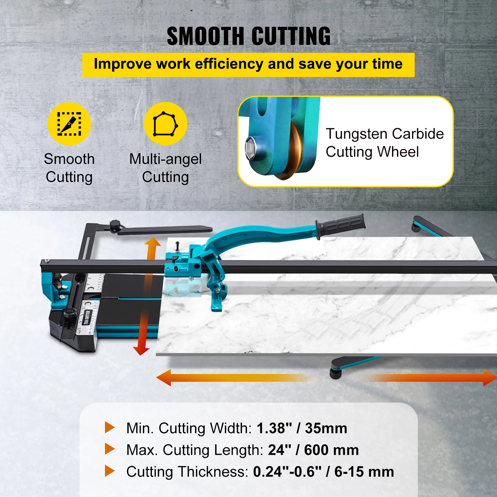 VEVOR Manual Tile Cutter Porcelain Ceramic Tile Cutter with Tungsten Carbide Cutting Wheel Infrared Positioning Durable Rails