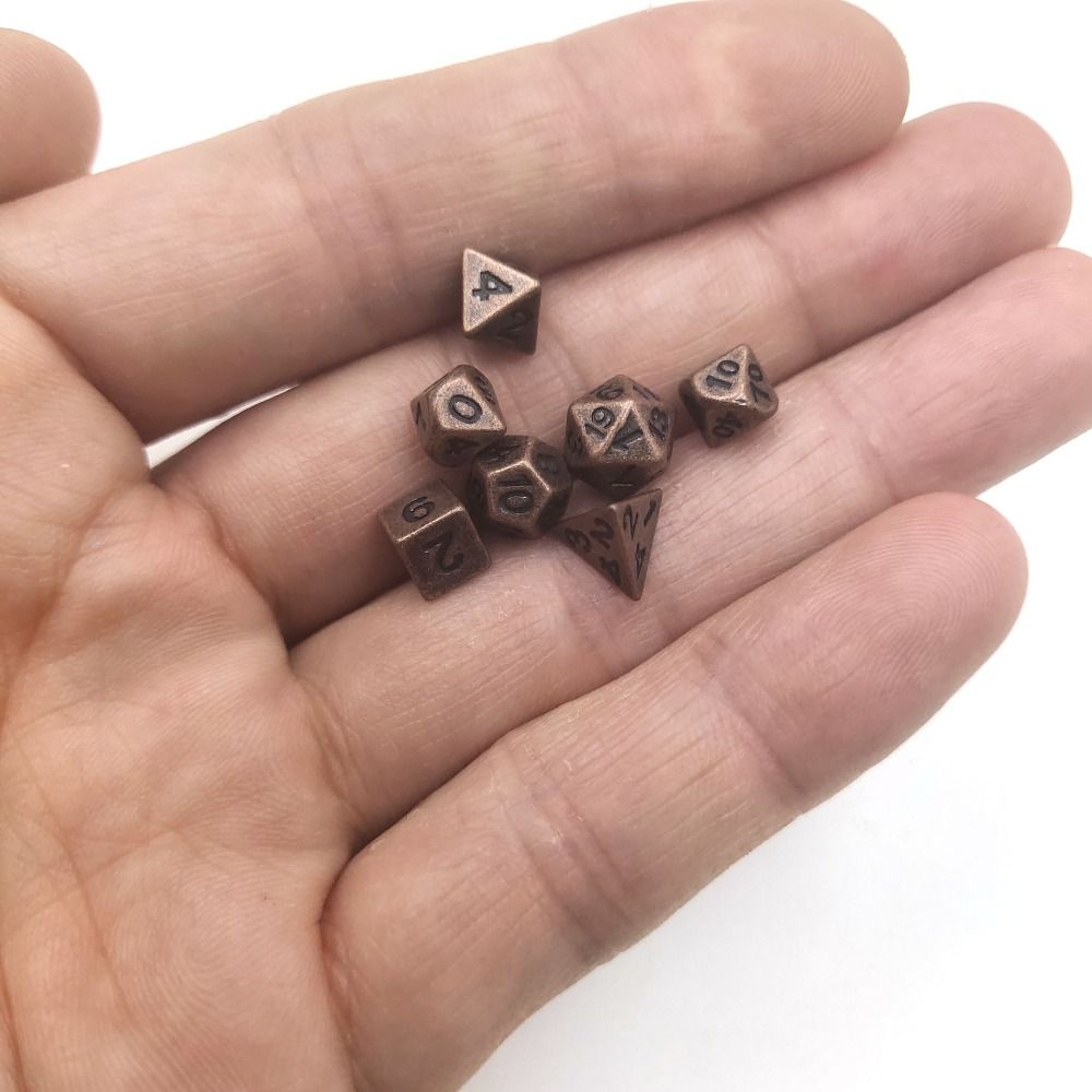 7pcs PCS/Set Metal Mini Archaized Board Game Dice Set Polyhedral Table Game Dice Role-Playing RPG Dice Set Table Games Dice