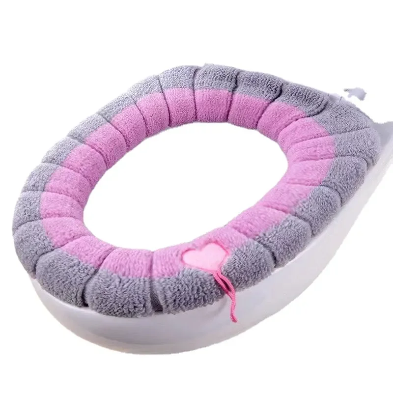 Warmer Toilettensitzbezug, bequem, dick gestrickt, O-förmig, universelles Badezimmer, waschbares Toilettenkissen, Closestool-Matte, Pad-Abdeckung