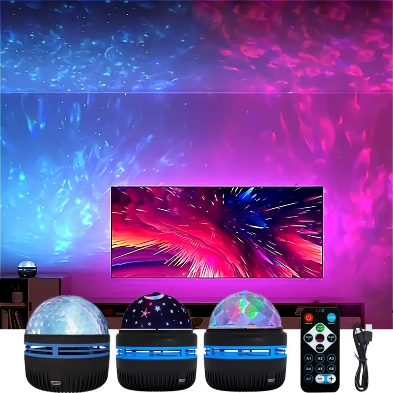 Proyector de cielo estrellado LED, luz con Control remoto USB, foco giratorio Aurora Galaxy para bola mágica, escenario, decoración de ambiente KTV