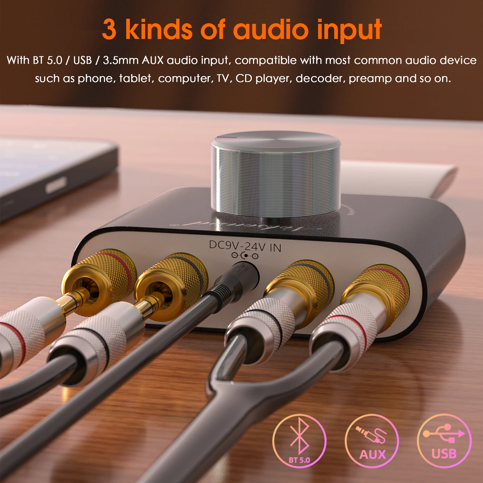 Douk Audio HiFi Bluetooth 5,0 amplificador de potencia Mini TPA3116 Digital Clase D escritorio amplificador de Audio estéreo para el hogar coche 50W + 50W