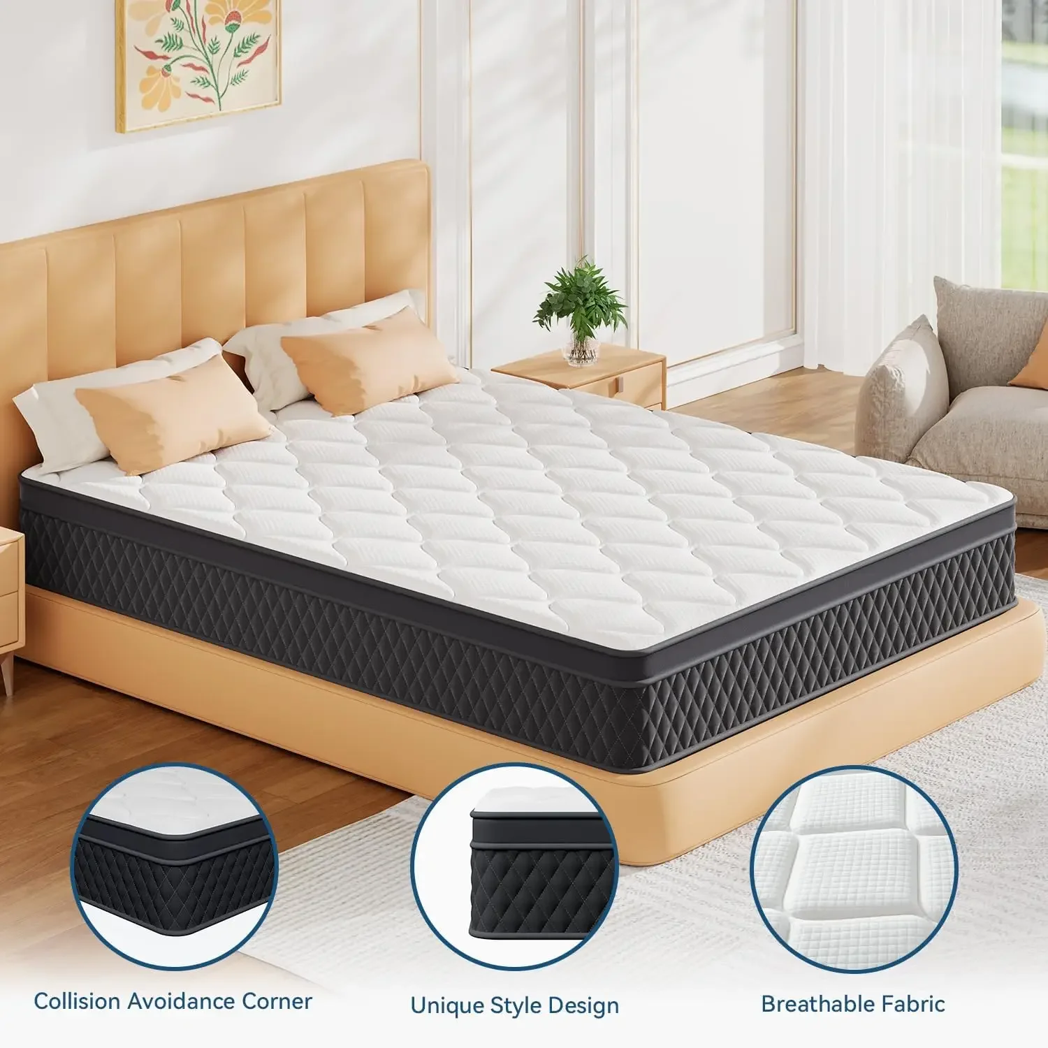 12 Inch Twin Mattress in a Box, Memory Foam Hybrid Mattress with Individually Pocketed Springs for Isolate Motion, Pressure Reli