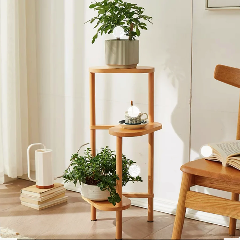 Supporto per piante a 3 livelli, scaffale angolare per piante in bambù, supporto per vaso, scaffale per piante da interno, scaffale per fiori