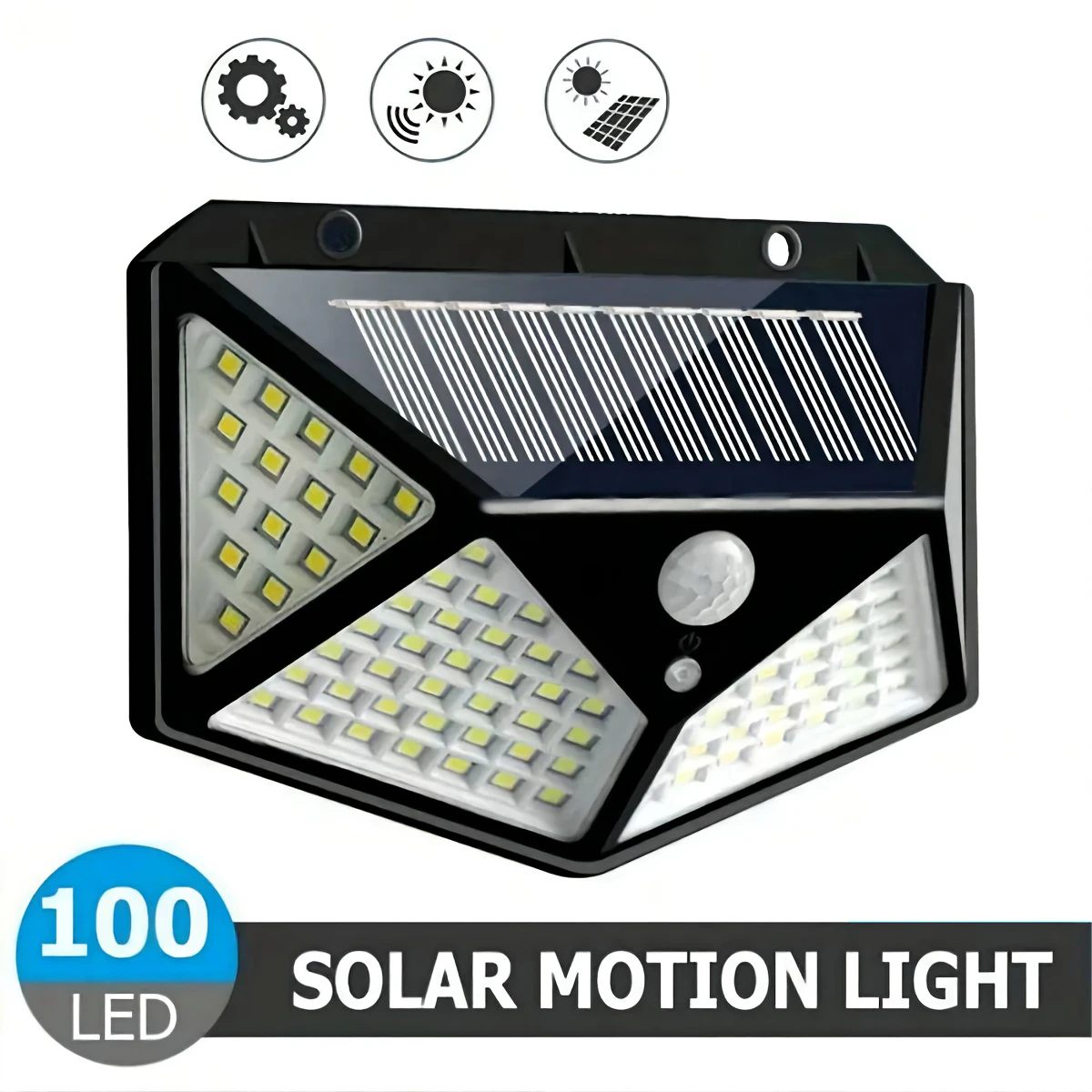 100LED Luces de inundación solares 3 modos Luz solar de seguridad de movimiento solar al aire libre impermeable para jardín Patio Luz de pared de garaje
