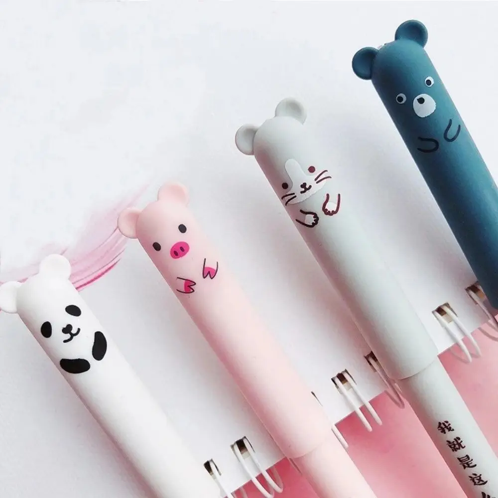 12ชิ้นปากกาหมึกเจลที่ลบได้รูปสัตว์แพนด้า0.5มม. แท่งหมึกลบได้สีน้ำเงินสีดำสามารถเติมได้อุปกรณ์เครื่องเขียนในโรงเรียน