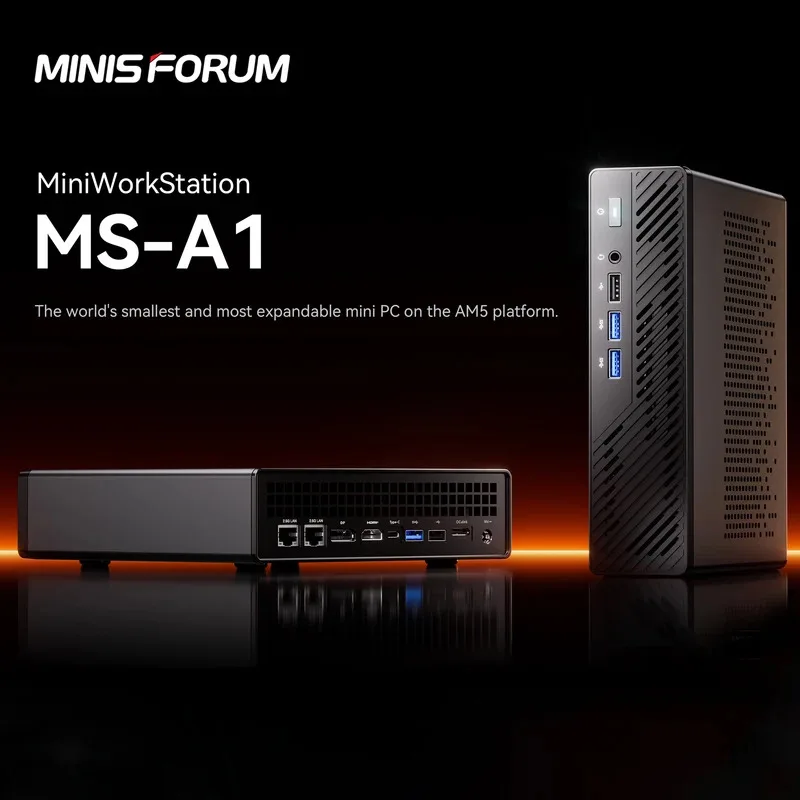 MINISFORUM MS-A1 Mini PC Barebones AMD AM5 Socket USB4.0 sin CPU/RAM/SSD/OS OCulink Tri-Display Mini ordenador de escritorio para juegos