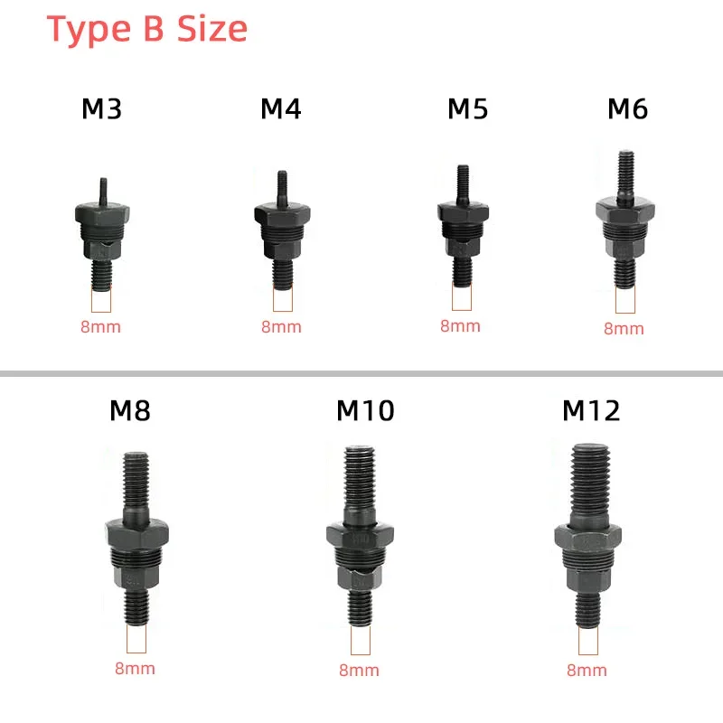 M3 M4 M5 M6 M8 M10 M12  Manual Nut Rivet Gun Nose Assembly Piece Hand Riveter Tool Head Tips Mandrel Alloy Steel Pull Rod