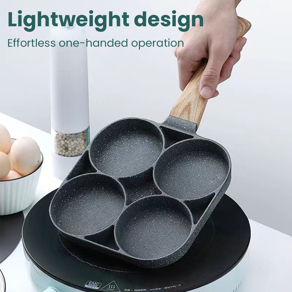Four-hole Egg Frying Pan Breakfast Egg Burger Pan Non-stick Home New Steak Egg Frying Pan