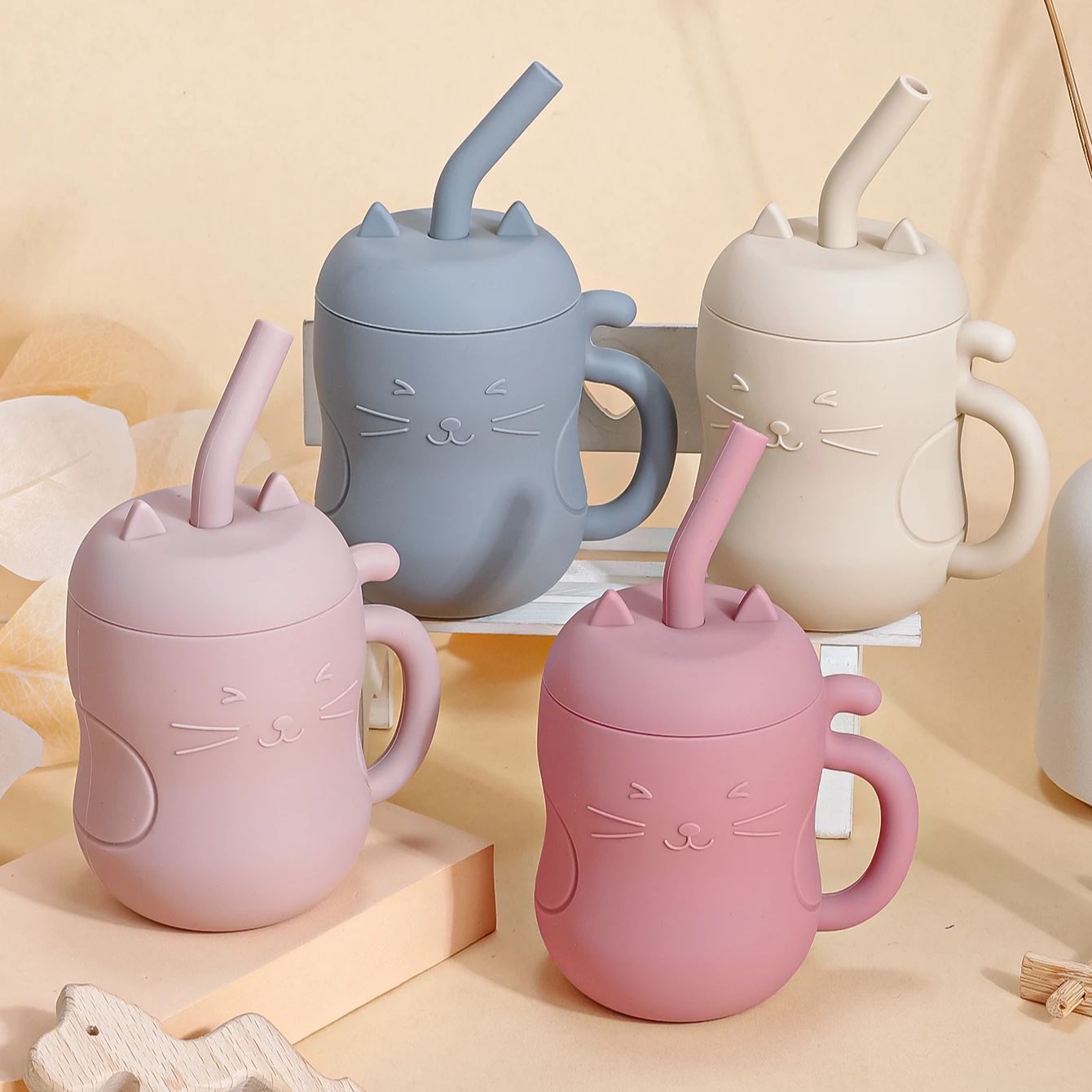1 pçs copo de palha de silicone do bebê bpa livre portátil armazenamento lanche recipiente copo de alimentação crianças à prova de vazamento aprendizagem bebida copo