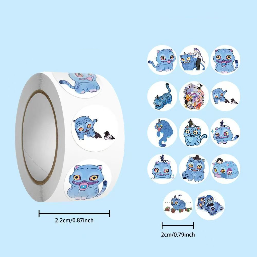 500Pcs/Roll Anime KPop Demon Hunters Stickers Demon Hunters Tiger DIY Scrapbooking Phone Luggage Skateboard Waterproof