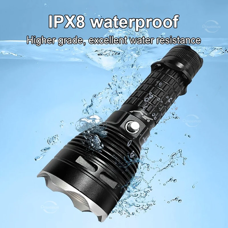 Linterna de buceo XHP160 mejorada de 9000LM, potente linterna subacuática profesional, linterna de buceo recargable, lámpara de buceo impermeable IP8