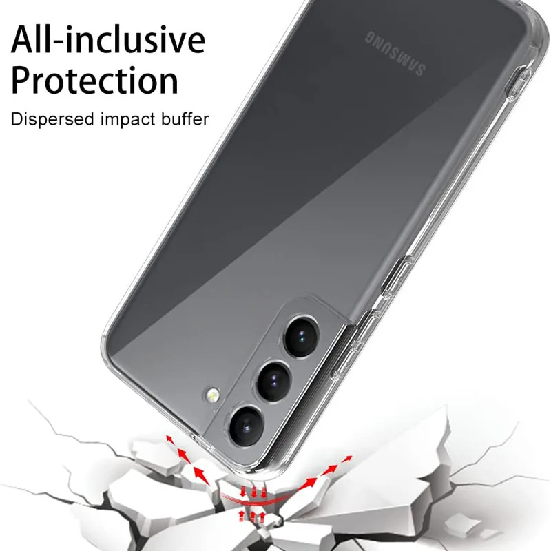 Funda blanda de silicona con protección completa para cámara Samsung Galaxy S23 S22 S21 Plus FE, funda trasera transparente, funda trasera ultrafina de TPU
