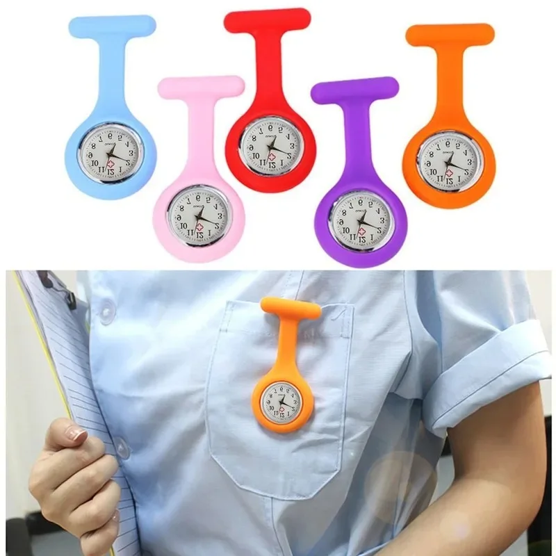 Mode Taschenuhren Silikon Krankenschwester Uhr Brosche Tunika Taschenuhr mit kostenloser Batterie Arzt medizinische Unisex Uhren Uhr