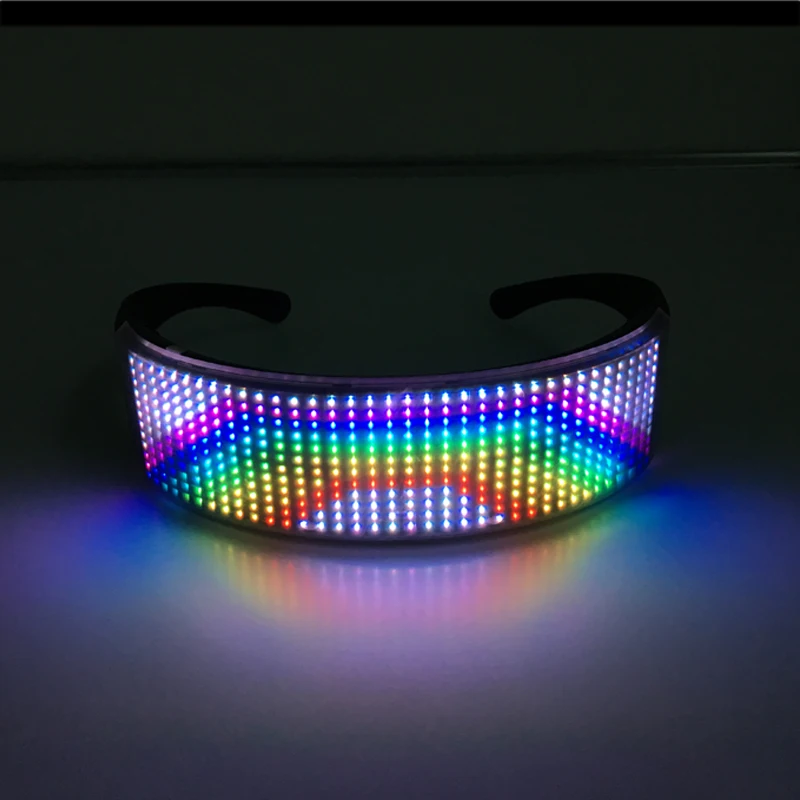Multilingue LED Luminous Party Glasses, USB Charge, Piscando, Idiomas personalizados, Óculos, Feriado de Natal, Concert Sunglasses