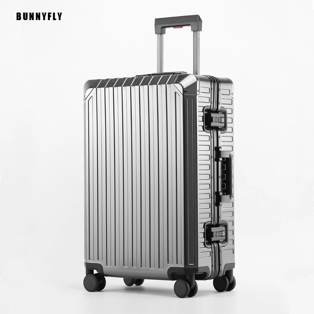 Neuer Stil, komplett aus Aluminium, 20 Zoll, 24 Zoll, 28 Zoll, Reisekoffer, Handgepäck, Luxuskoffer, Metall-Trolley-Tasche, Universalräder