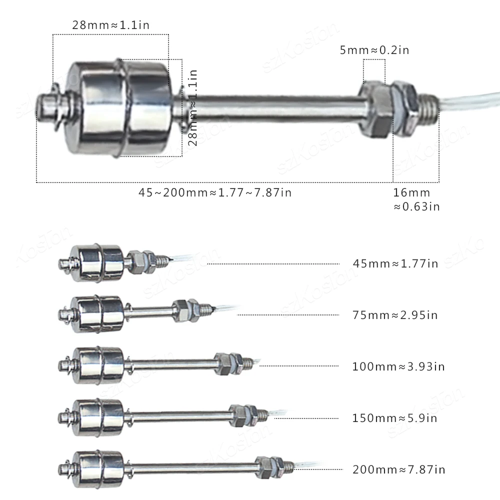 Float Switch High Temperature Resistant Stainless Steel Water Tower Tank Liquid Water Level Automatic Level Controller Sensor
