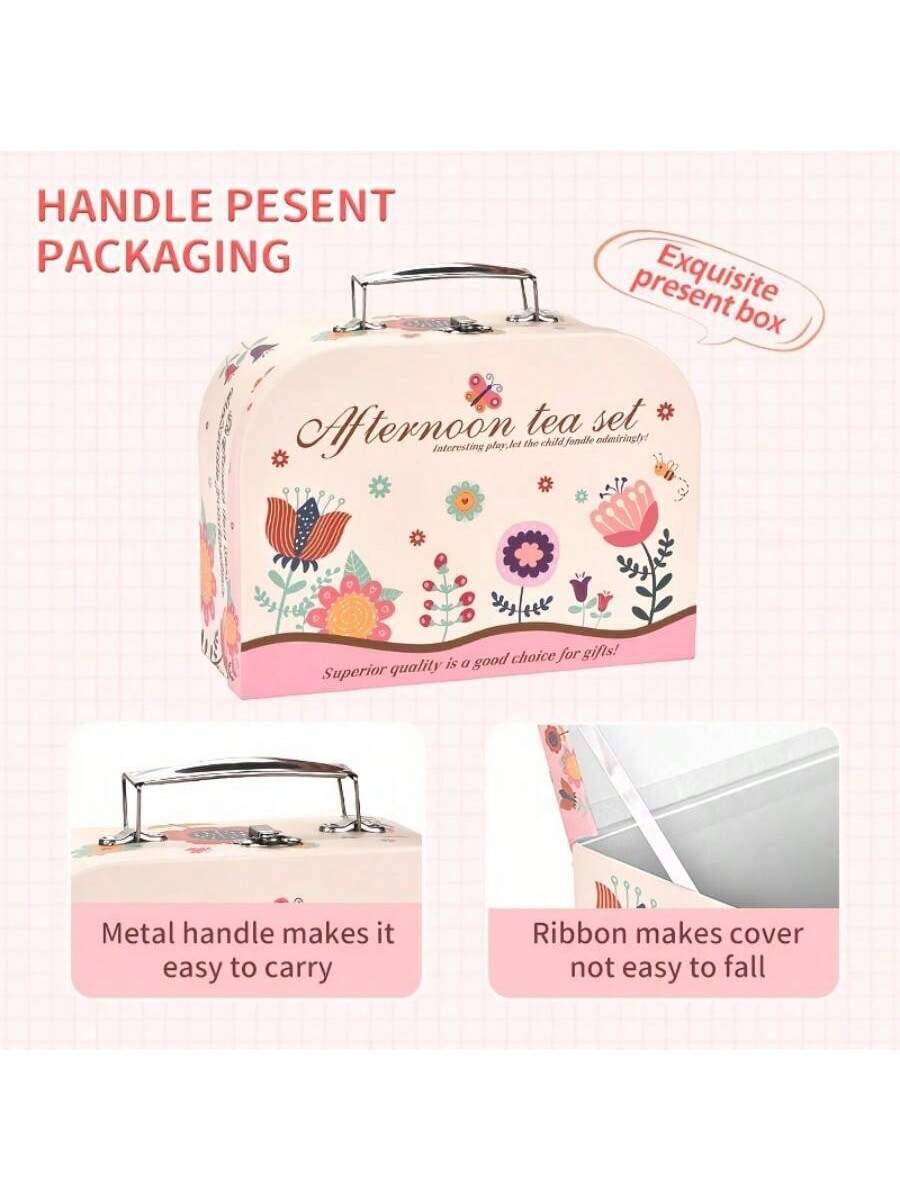 42 peças de conjunto de festa de chá de menina, cozinha fingir jogar brinquedo de hora de chá com biscoitos de sobremesa, donuts, bule de chá, princesa gi