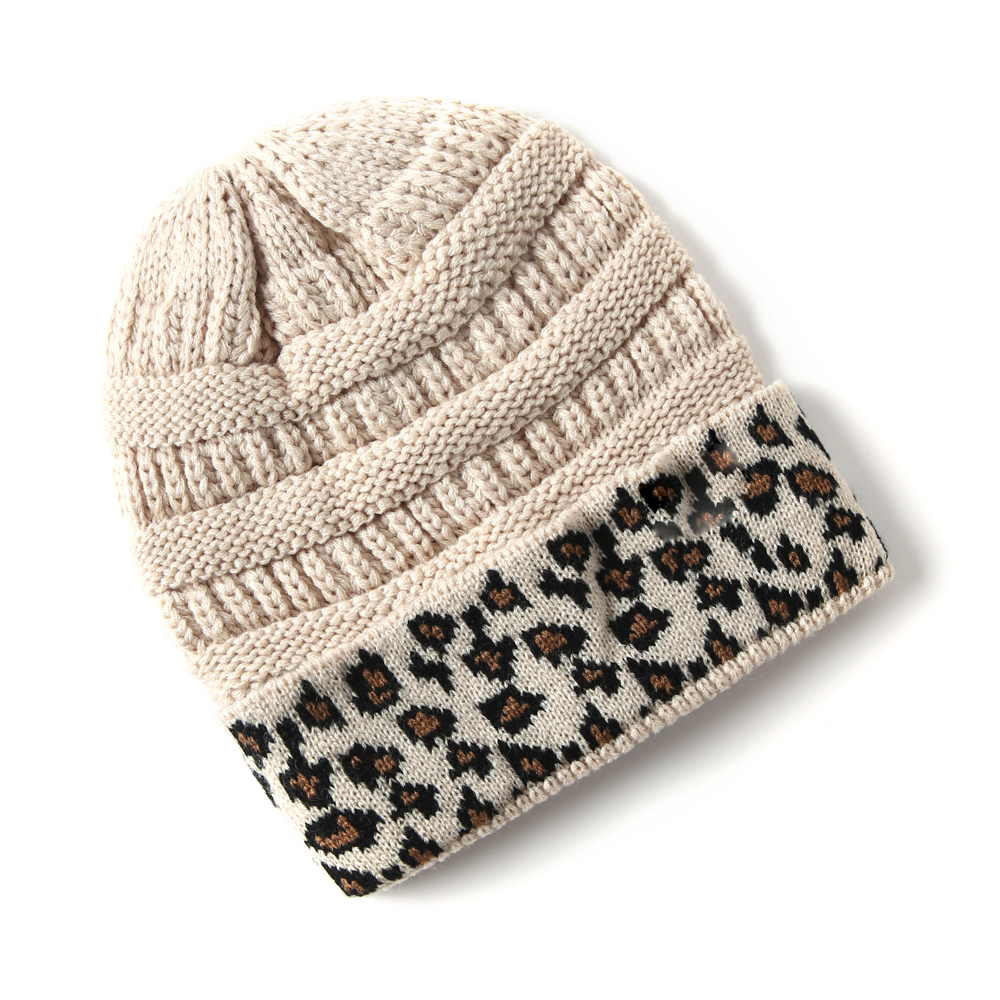 Mode Leopard Print Frauen Hut Und Schal Set Herbst Winter Gestrickte Mützen Hüte Für Frauen Zwei Stück Sets