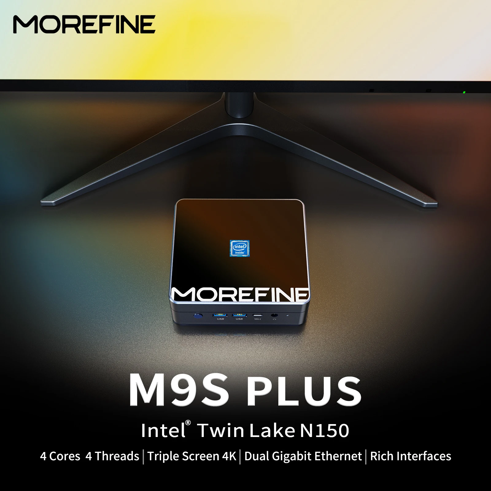 MOREFINE Mini-pc Windows11Pro 12e generatie AlderLake N150 (tot 3,6 GHz) Kantoor-pc Desktopcomputers Laptop Pc Gamer WiFi6 BT5.2