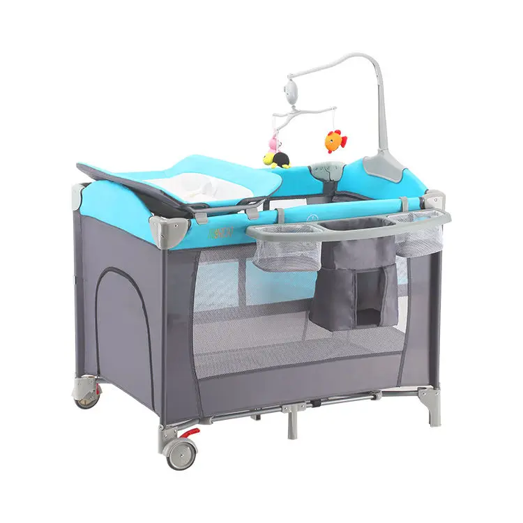 Cama de juego para cuna de bebé, cama de elevación y plegable para dormir, venta al por mayor de fábrica