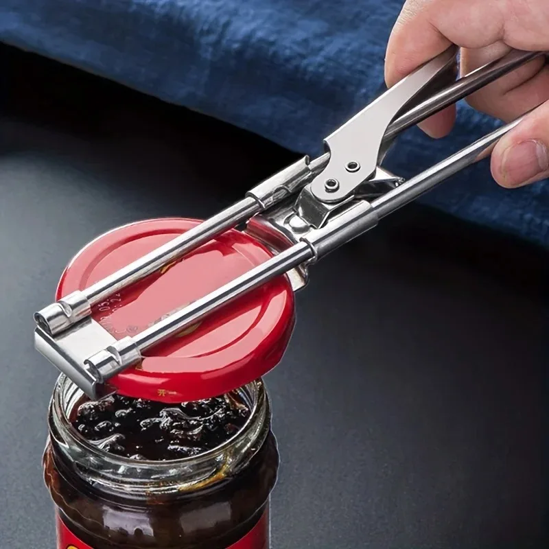 Verstelbare multifunctionele flesopener Roestvrijstalen deksels Off Jar Opener Arbeidsbesparende schroefblikopener voor keukengereedschap