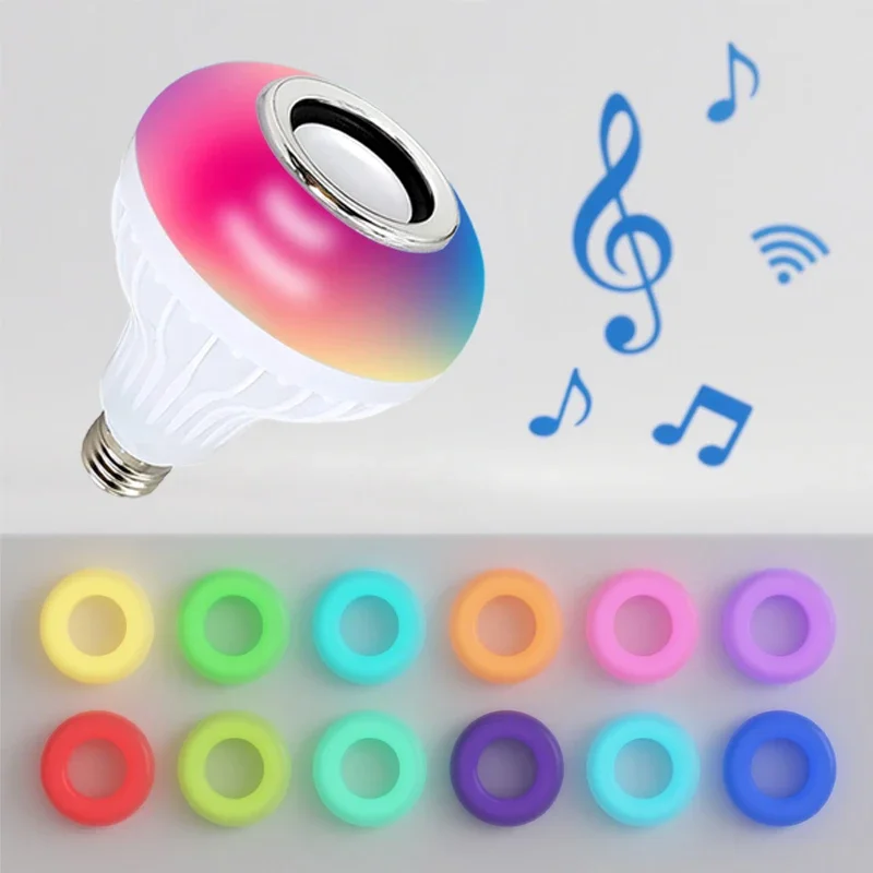 Żarówka LED E27 12W RGBW z Podczerwienią, Sterowana Pilotem, Regulacja Kolorów, Odtwarzacz Muzyki, Lampka Nastrojowa do Sypialni, Wnętrz
