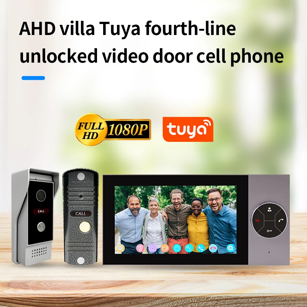 Campainha do telefone da porta tuya wifi câmera de vídeo campainha tela colorida casa intercom para casa noite versão vídeo porta anel ip villa