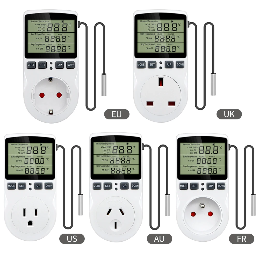 Timer Steckdose Thermostat Digitale Temperatur Controller EU Stecker Outlet Mit Timer Schalter Heizung Kühlung AC 110V ~ 230V