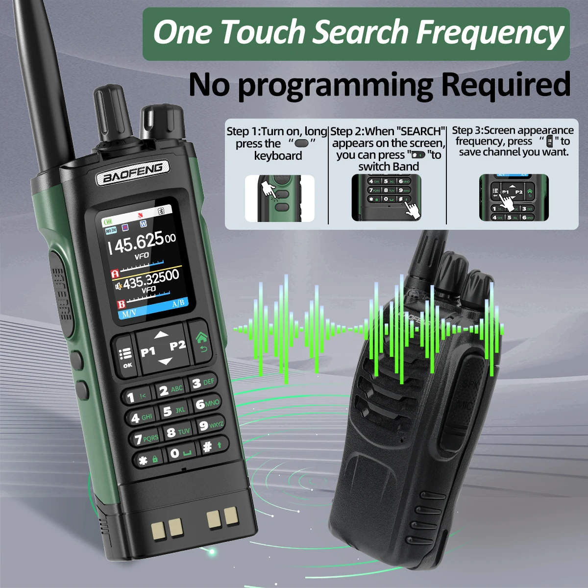 BAOFENG UV-32 GPS Walkies Talkie AM FM Long Range Bluetooth Programming 10W Wireless Copy Frequency 1000CH Two Way Radio UV-5RH