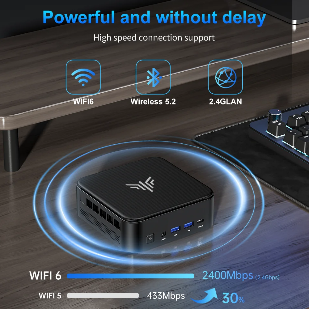 Mini PC ACEMAGIC E3B ΜD Ryzen 5 7430U 16 GB di RAM/512 GB SSD Mini Desktop Studio WiFi 6/BT 5.2/4 K Tripla Display/Supporto VESA