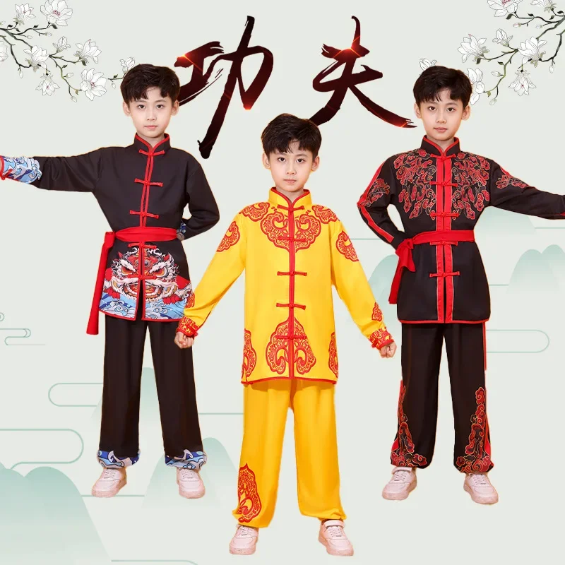 ผู้ชายผู้หญิงจีน Kung Fu ชุดดําเนินการเด็กชุด Tai Chi เด็ก Wushu ชุดเด็กศิลปะการต่อสู้เครื่องแต่งกายสาวชุดเสื้อผ้าเด็ก