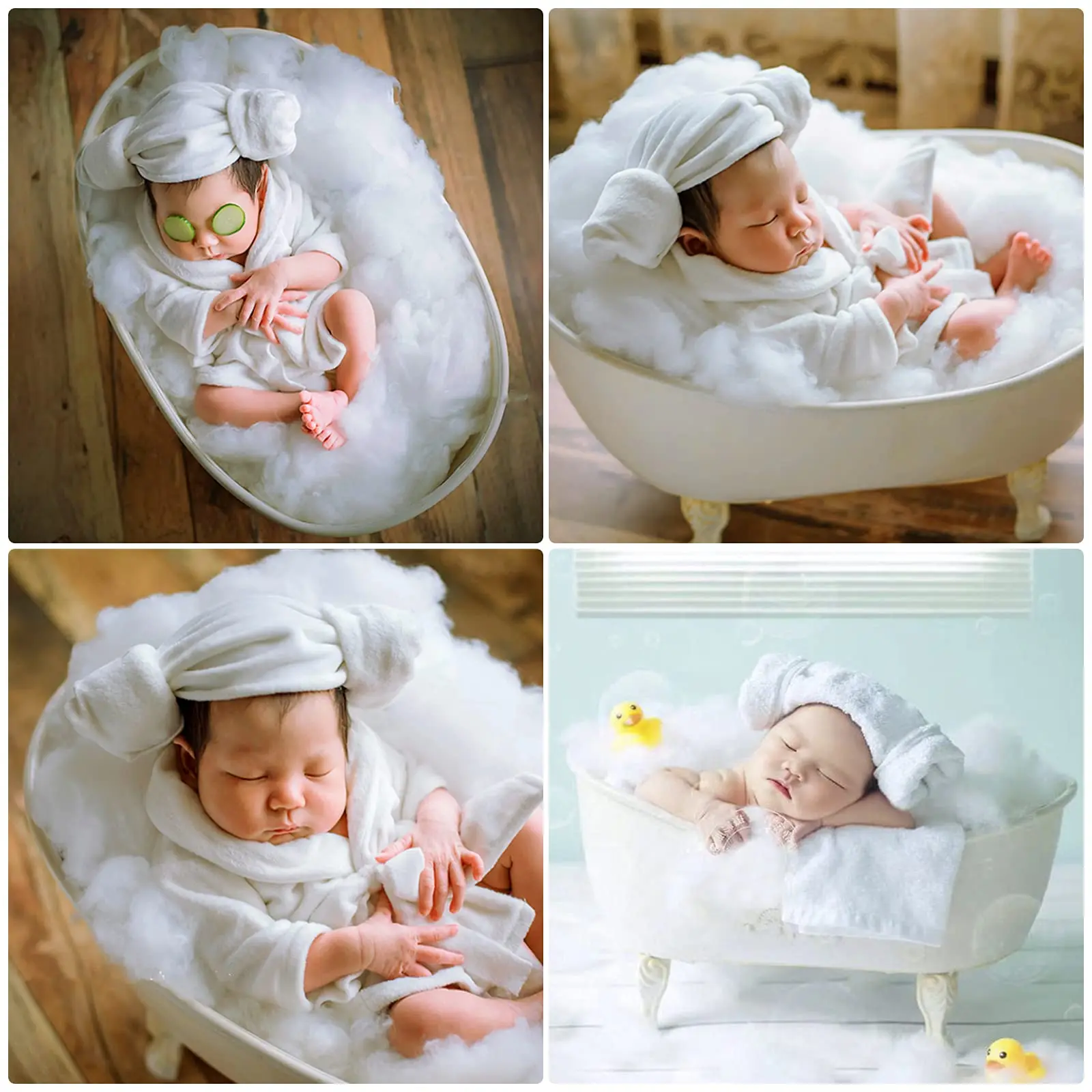 5PCS ทารกแรกเกิดการถ่ายภาพ Props เด็กผู้หญิงเสื้อคลุมอาบน้ําผ้าเช็ดตัวชุดรองเท้าแตะแตงกวา Photo Props สําหรับทารกชายหญิง