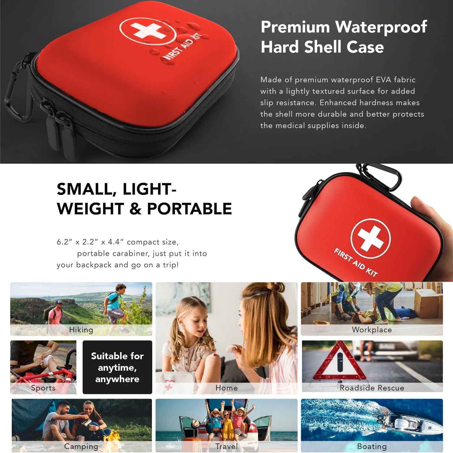 Leere medizinische Erste-Hilfe-Aufbewahrungstasche Sanke Kleine PU-EVA-Tasche für Haushalt, Outdoor, Reisen, Camping, Ausrüstung, Medizin, Überleben