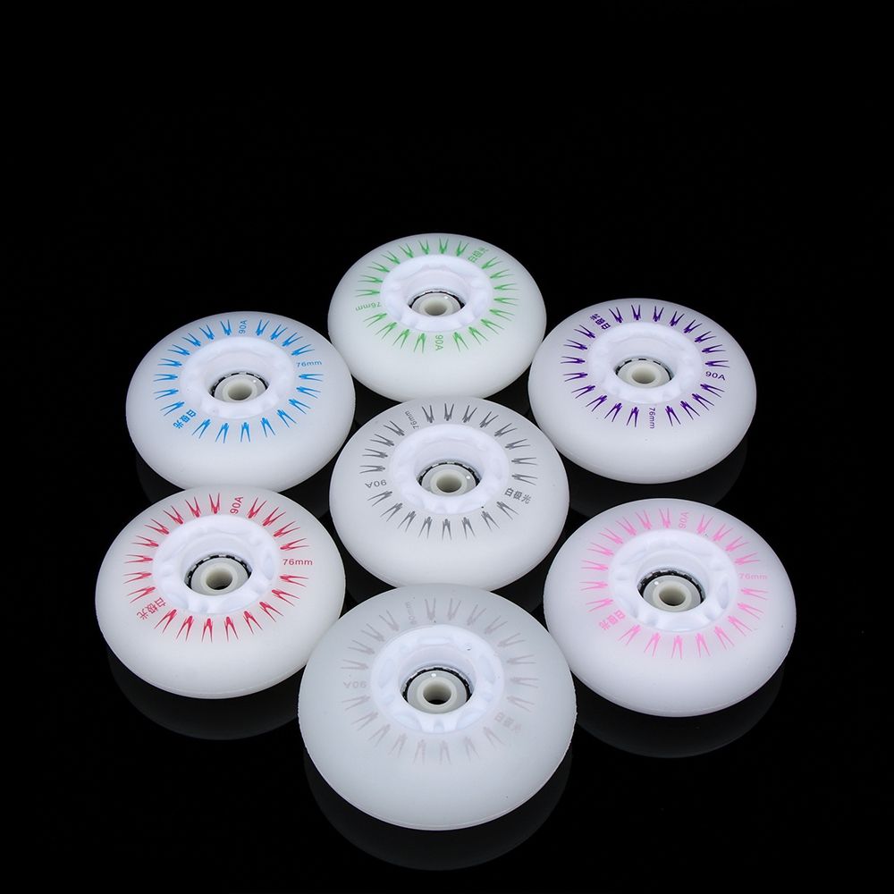 Rolo de LED rodas peças, Flash roda, ao ar livre Inline patins, 80mm, 76mm, 72mm, 60mm, 62mm, 90A, 4pcs