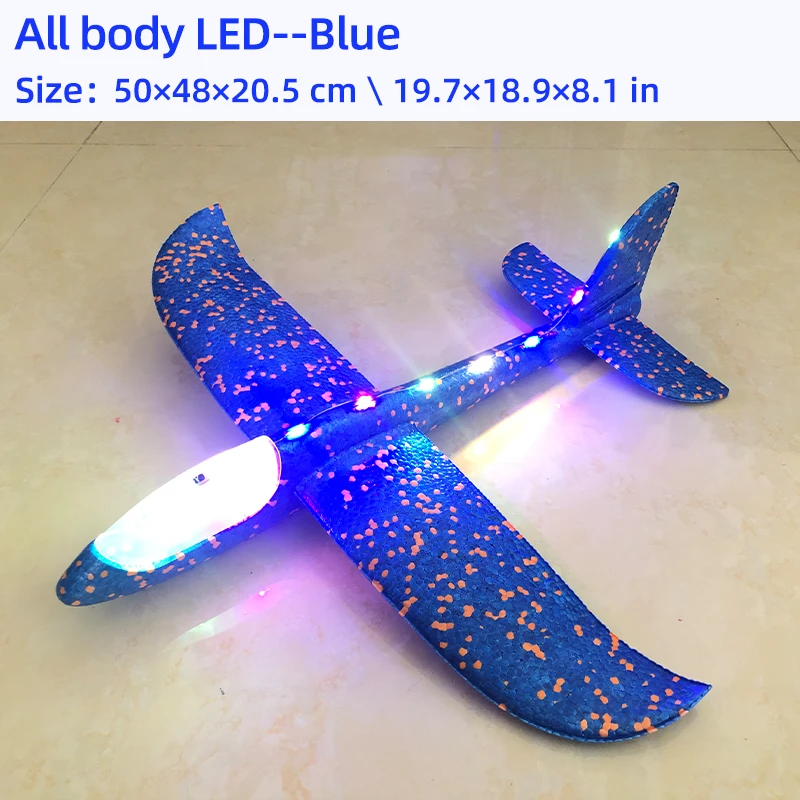 50/33CM 대형 폼 글라이더 비행기, 손으로 던지는 LED 관성 EPP 버블 비행기, 야외 발사 어린이 장난감, 남자아이 선물