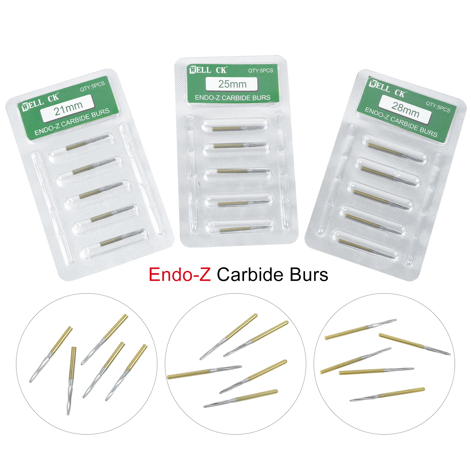 5 unids/pack Tomenty FG serie Dental Endo Z fresas de carburo de tungsteno taladro Zekrya fresas de extracción de dientes para pieza de mano de alta velocidad