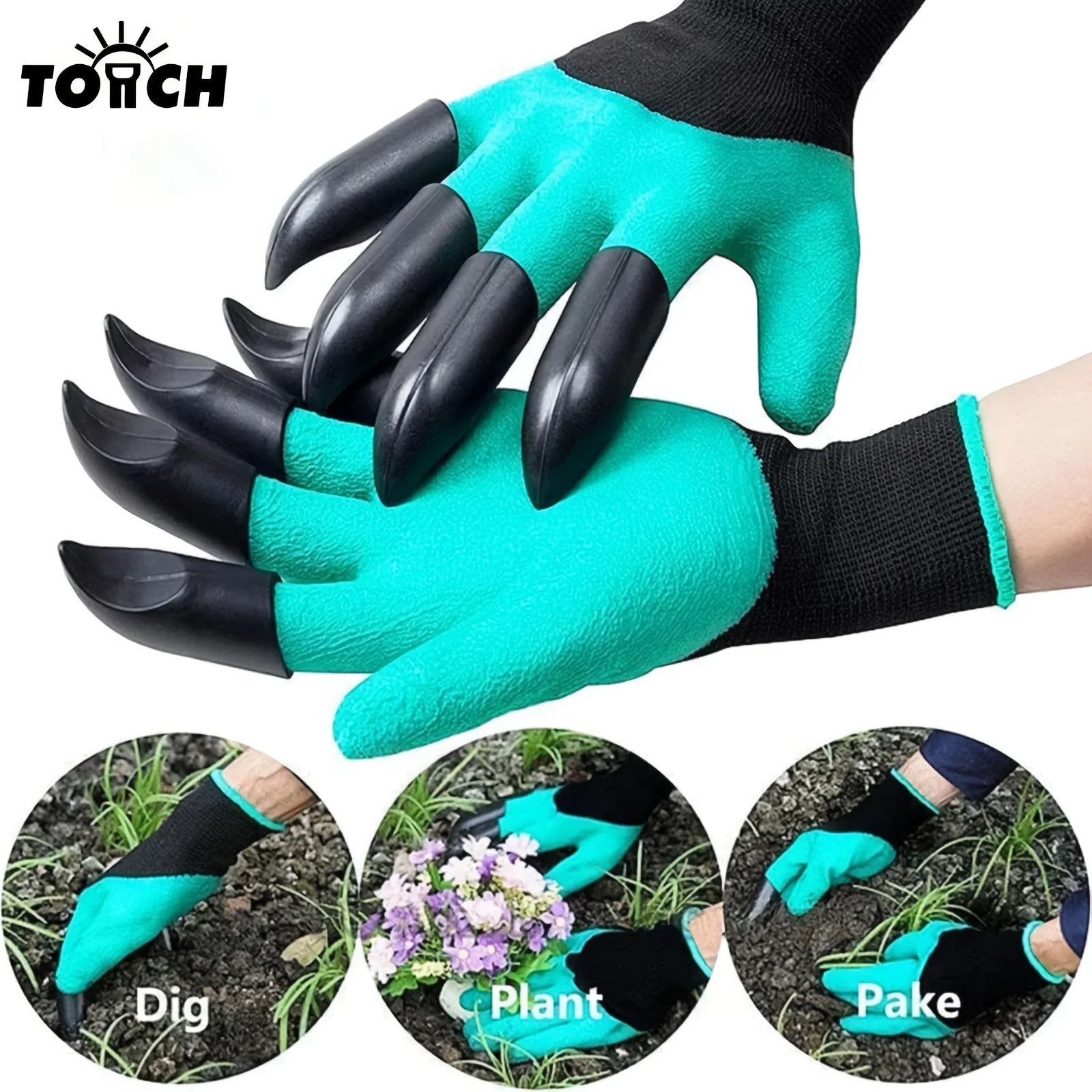 Guantes de jardinería con garras, transpirables, impermeables, para trabajo, excavación, plantación, resistentes a picaduras, guantes protectores de látex antideslizantes