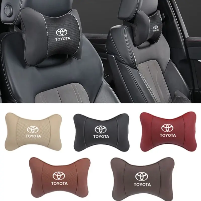 Reposacabezas de asiento de coche, almohada de cuello con logotipo automático para Toyota Camry Auris Corolla Yaris Aygo RAV4 Prius CHR Hilux Avensis Land Cruiser, 1 Uds.