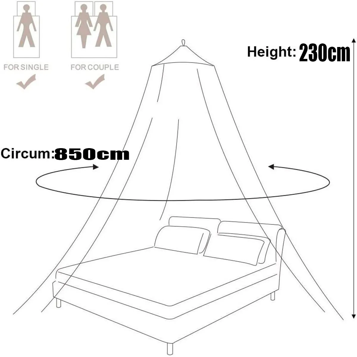 1pc Summer Hung Dome Mosquito Net For Double Bed Summer Polyester Mesh Fabric Home Bedroom Adults Hanging Decor